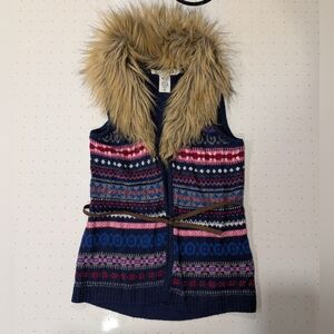 H&M Blue Knit with Faux Fur Trim